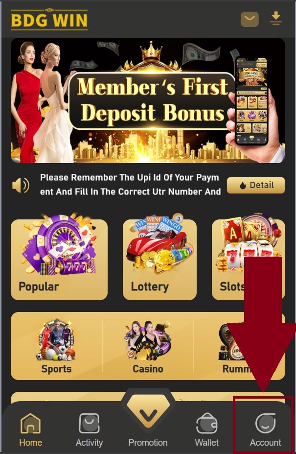 Tap on the Account icon